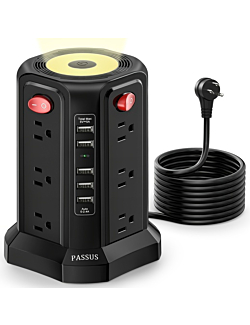 12-Outlet Power Tower Surge Protector with 10FT extension cord.