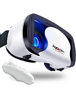 VR Headset with Controller Adjustable 3D VR Glasses Virtual Reality Headset HD Blu-ray Eye Protected Support 5~7 Inch with Controller