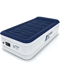 Active Era Luxury Twin Size Air Mattress (Single) - Elevated Inflatable Air Bed, Electric Built-in Pump, Raised Pillow & Structured I-Beam Technology, Height 21"