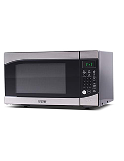 Commercial Chef CHM009 Countertop Microwave Oven 900 Watt, 0.9 Cubic Feet, Stainless Steel Front, Black Cabinet, Small, Trim