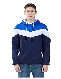 Mooncolour Mens Novelty Color Block Hoodies Cozy Sport Autumn Outwear, Dark Blue, US Large