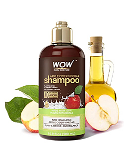 WOW Skin Science Apple Cider Vinegar Shampoo - Hair Growth Shampoo for Thinning Hair, Hair Loss & Dandruff Shampoo - Parabens & Sulfate Free Shampoo - Clarifying Shampoo for Build Up Natural Shampoo