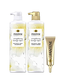 Pantene Shampoo and Conditioner with Castor Oil and Hair Treatment Set, Sulfate Free, Nutrient Blends Fortifying Damage Repair