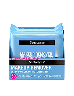 Neutrogena Makeup Remover Cleansing Face Wipes, Daily Cleansing Facial Towelettes to Remove Waterproof Makeup and Mascara, Alcohol-Free, Value Twin Pack, 25 Count, 2 Pack