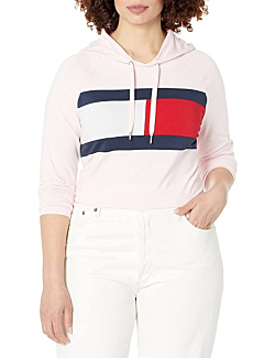 Tommy Hilfiger Performance Long Sleeve Hoodie – Pullover Sweaters for Women with Adjustable Drawstring Hood, Pink Blossom, Large