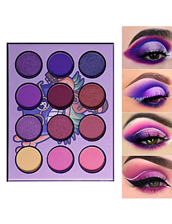 DE'LANCI Purple Eyeshadow Palette-Hawaii Blueberry Matte and Shimmer 12 Colors,Ultra Pigmented Professional Electric Purple Mini Makeup Pallet, Blendable Vibrant Duo Chrome Violet Eye Shadow Palettes