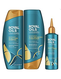 Royal Oils by Head & Shoulders Sulfate Free Scalp Care Shampoo, Moisture Renewal Scalp Balancing Conditioner, and Daily Moisture Scalp Cream Treatment with Coconut Oil and Apple Cider Vinegar