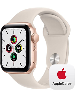 Apple Watch SE (GPS, 40mm) - Gold Aluminum Case with Starlight Sport Band with AppleCare+ for Apple Watch SE (2 Years)