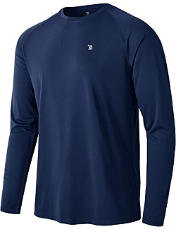 TBMPOY Men's Long Sleeve Rash Guard Shirts UPF 50+ Sun Protection Hiking Shirts Lightweight Outdoor Athletic Fishing Tops Navy XL