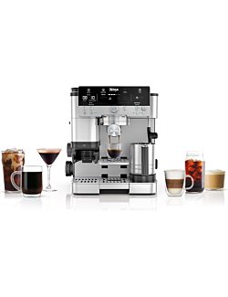 Ninja® Luxe Café Premier espresso machine with a sleek stainless steel design.