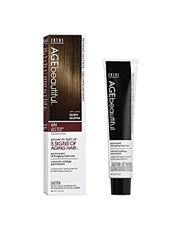 AGEbeautiful Permanent Liqui Creme Hair Color Dye | 100% Gray Coverage | Anti-Aging | Professional Salon Coloring | 6N Light Brown