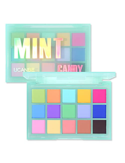 UCANBE Colorful Matte Makeup Eyeshadow Palette, 15 Shades Vibrant MACARON Pastel Eye Shadow Pallet, High Pigmented Blendable Rainbow Make Up Plattet Kit - Mint Candy