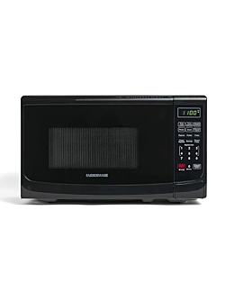 Farberware Countertop Microwave 700 Watts, 0.7 Cu. Ft. - Microwave Oven With LED Lighting and Child Lock - Perfect for Apartments and Dorms - Easy Clean Grey Interior, Retro Black