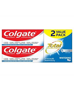 Colgate Total Whitening Toothpaste with Stannous Fluoride and Zinc, Sensitivity Relief and Cavity Protection Mint, 9.6 Ounce (Pack of 2)