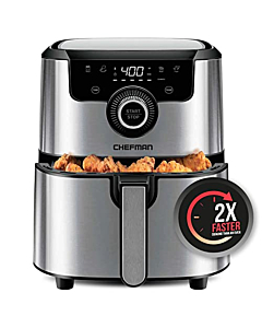 CHEFMAN Air Fryer Healthy Cooking, 4.5 Qt,User Friendly and Dual Control Temperature, Nonstick Stainless Steel, Dishwasher Safe Basket, w/ 60 Minute Timer & Auto Shutoff