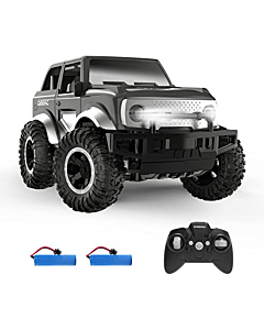 DEERC DE49 RC Cars Remote Control Car, 160 Mins Play SUV Cars Toys,2.4Ghz 1:18 Scale All-Terrain Monster Trucks with LED Headlights, Auto Demo Mode Off-Road Jeep Crawler Gifts for Boys Girls Kids,Grey