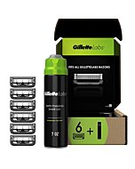 GilletteLabs with Exfoliating Bar Razor Refills for Men - 6 Razor Blade Refills and 7oz Rapid Foaming Shave Gel