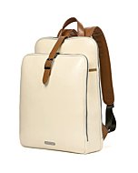 CLUCI Womens Backpack Purse Leather 15.6 Inch Laptop Travel Business Vintage Large Shoulder Bags Beige with Brown