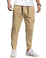 COOFANDY Mens Casual Joggers Pants - Cotton Drawstring Chino Cargo Pants Hiking Outdoor Gym Twill Track Jogging Sweatpants Jogger Pants with Pockets for Men, US 36(L), Khaki