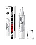 Ear and Nose Hair Trimmer Clipper - 2022 Professional Painless Eyebrow & Facial Hair Trimmer for Men Women, Battery-Operated Trimmer with IPX7 Waterproof, Dual Edge Blades for Easy Cleansing White