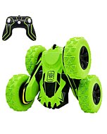 Threeking RC Stunt Cars Remote Control Car Double-Sided Driving 360-degree Flips Rotating Car Toy, Green