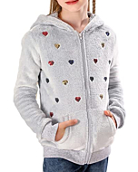 V.&GRIN Girl Zip up Hoodie Sweatshirt Soft Fuzzy Fleece Jacket with Pocket for Girls 5-16 Years