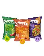 Quest Tortilla Style Protein Chips Variety Pack, Chili Lime, Nacho Cheese, Loaded Taco, 12 Count