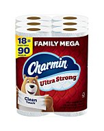 Charmin Ultra Strong Clean Touch Toilet Paper, 18 Family Mega Rolls = 90 Regular Rolls