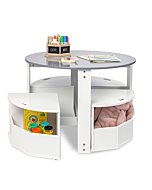 Milliard Kids Table and Chair Set- Activity Play Table for Toddlers-Round Nesting Design with 4 Storage Stools