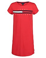 Tommy Hilfiger Girls' Short Sleeve Pieced Flag T-Shirt Dress, Chinese Red, 7