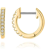 PAVOI 14K Yellow Gold Plated Post Cubic Zirconia Cuff Earring Huggie Stud