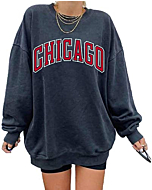 Women's Oversized Sweatshirt CHICAGO Crewneck Long Sleeve Casual Loose Pullover Tops