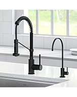 Kraus KPF-1610-FF-100MB Bolden Commercial Style Pull-Down Kitchen Purita Water Filter Faucet Combo, Matte Black