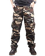 zeetoo Mens Relaxed-Fit Cargo Pants Multi Pocket Military Camo Combat Work Pants GZ03 Khaki Camo