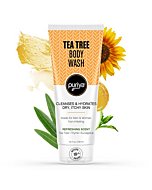 Puriya Tea Tree Body Wash for Sensitive Skin, Use with Jock Itch, Athletes Foot, Body Back Acne Treatment, Moisturizing Natural Body Wash for Men, Women, Dry Skin. Eucalyptus, Mint Oil Shower Gel Soap