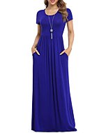 VIISHOW Women's Short Sleeve Loose Plain Maxi Dresses Casual Long Dresses with Pockets (Royal Blue, X-Large)