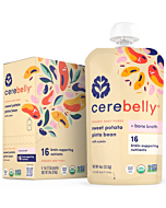 Cerebelly Baby Food Pouches – Sweet Potato Pinto Bean + Chicken Bone Broth (6 Count) - Healthy Kids Snacks - Veggie Purees - 16 Brain-supporting Nutrients from Superfoods, No Added Sugar