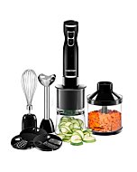 Chefman Electric Spiralizer & Immersion Blender/Vegetable Slicer 6-in-1 Food Prep Combo Kit, Includes 3 Spiralizing Blade Attachments, Zoodle Maker; Grate, Ribbon, Spiral, Blend, Chop, and Puree