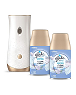 Glade Automatic Spray Refill and Holder Kit, Air Freshener for Home and Bathroom, Clean Linen, 6.2 Oz, 2 Count