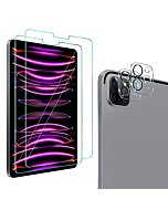 QHOHQ [2+2 Pack] Tempered Glass Screen Protector for iPad Pro 12.9 2022/2021/2020 (6th/5th/4th Generation) with Camera Lens Protector, Ultra HD, Anti-Scratch, Designed for Face ID＆Apple Pencil