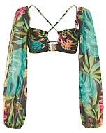 Patbo, Tropicalia Stretch Cropped Top, S, Black