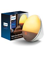 Philips SmartSleep Wake-up Light, Colored Sunrise and Sunset Simulation, 5 Natural Sounds, FM Radio & Reading Lamp, Tap Snooze, HF3520/60