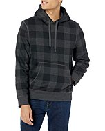 Amazon Essentials Men's Sherpa-Lined Pullover Hoodie Sweatshirt, Charcoal, Buffalo Plaid, XX-Large