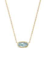 Kendra Scott Elisa Short Pendant Necklace for Women, Dainty Fashion Jewelry, 14K Gold-Plated Brass, Light Blue Illusion