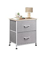 WLIVE Nightstand, 2 Drawer Dresser for Bedroom, Small Dresser with 2 Drawers, Bedside Furniture, Night Stand, End Table with Fabric Bins for Bedroom, Closet, Nursery, College Dorm, Light Grey