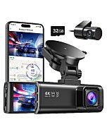 REDTIGER Dash Cam Front Rear, 4K/2.5K Full HD Dash Camera for Cars, Free 32GB SD Card, Built-in Wi-Fi GPS, 3.18” IPS Screen, Night Vision, 170°Wide Angle, WDR, 24H Parking Mode