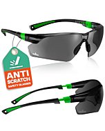 NoCry Safety Sunglasses with Green Tinted Wraparound Lenses; Tinted Safety Glasses for Men and Women with Adjustable Arms & No-Slip Grips; Work Glasses with UV 400 Protection; ANSI Z87.1 Rated