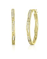 Natalia Drake Twisted Oval 1/4 Cttw Diamond Hoop Earrings for Women in Yellow Gold Plated Sterling Silver