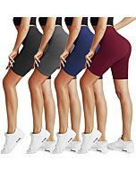 Natural Feelings 4 Pack Biker Shorts for Women-8" Workout Athletic Gym Sports Yoga Shorts Pants High Waist Cycling Shorts