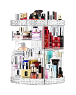 360 Rotating Makeup Organizer Large Capacity Cosmetics Organizer Beauty Organizer Clear Cosmetic Storage Display Case with 8 Layers and Detachable Shelves for Bedroom Dresser